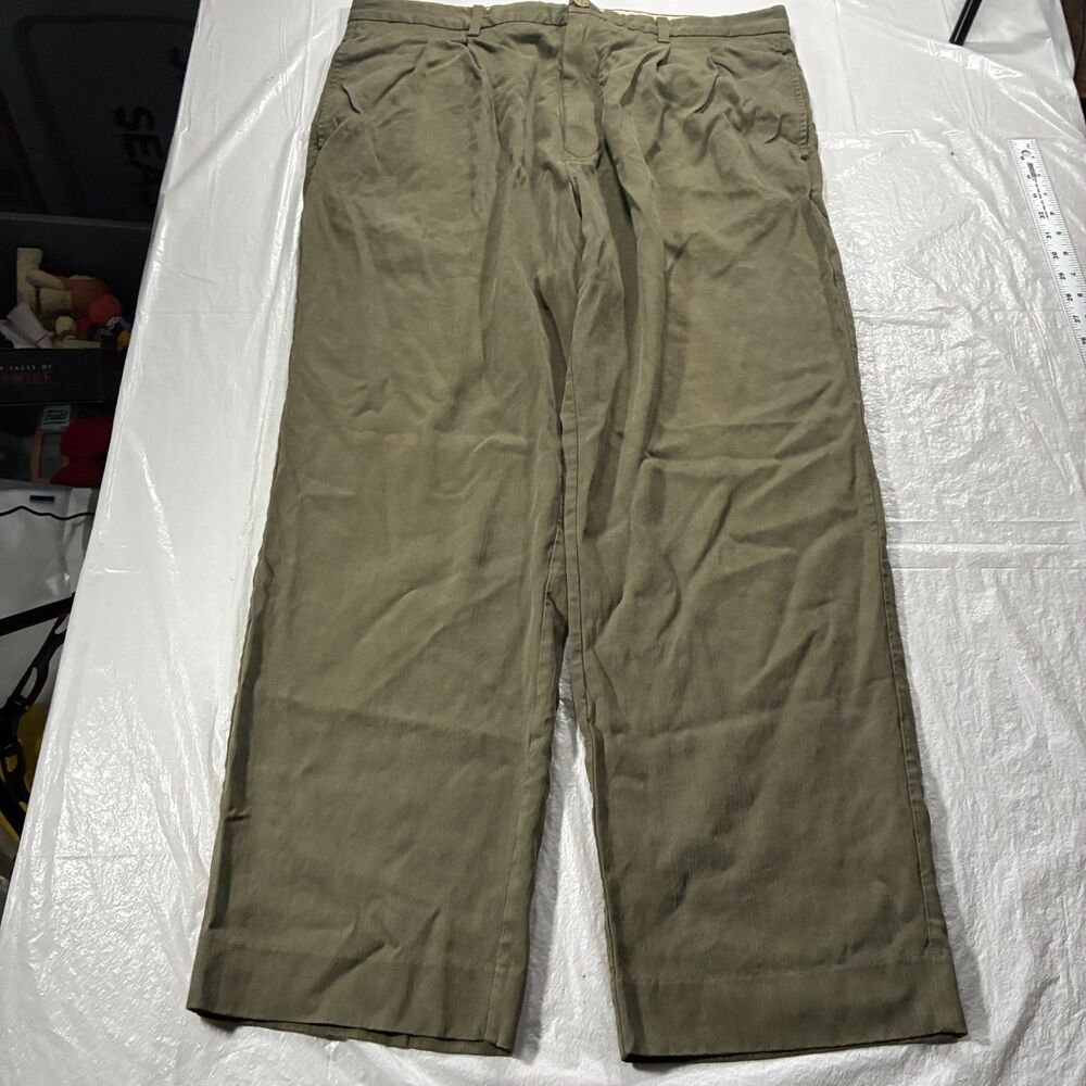 Tommy Bahama Pants Mens 38x29 Green Silk Rayon Blend Relaxed Pleated Classic